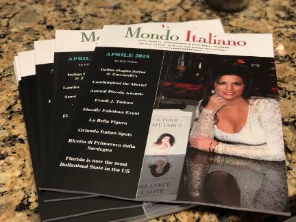 Mondo Italiano Magazine on table at Zuccarelli's Italian Restaurant West Palm Beach