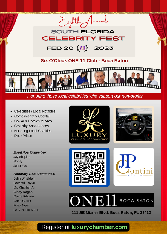 South Florida Celebrity Fest and Italian Networking Event on , FL Monday, Feb 20, 2023 at One 11 Club Italian Entertainment
