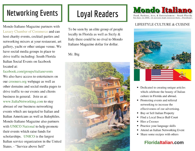 Lifestyle Magazine - Award Winning Media Kit - Mondo Italiano Magazine FL