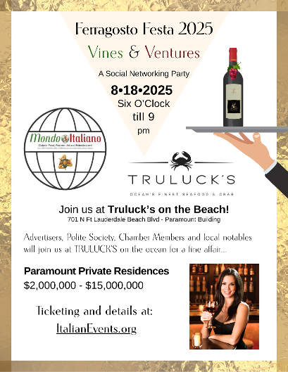 Ferragosto Festa 2025 at Truluck's on the Beach Fort Lauderdale with Mond Italiano