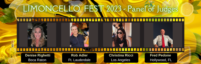 Limoncello Fest Panel of Judges, Christina Ricci from LA, Denise Righetti, Mr. Adler from Weekend Broward and Fred Pedone of Hollywood, FL from Sicily