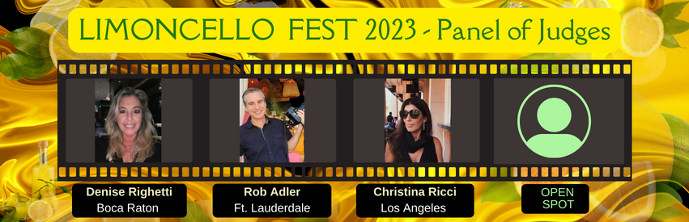 Limoncello Fest Panel of Judges, Christina Ricci from LA, Denise Righetti, Mr. Adler from Weekend Broward and one open spot