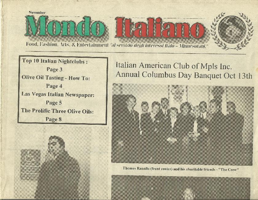 Mondo Italiano November 2001 Copy Italian-American Club of Minneapolis